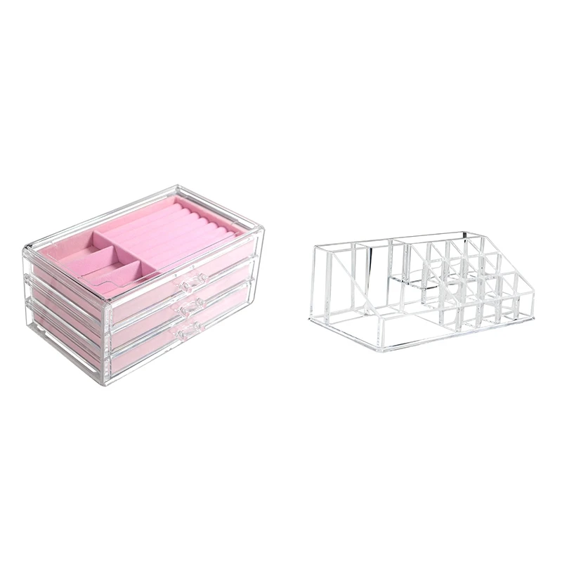 Acrylic Clear Makeup Organizer Storage Boxes Make Up Organizer for Cosmetics Jewelry Storage Cabine
