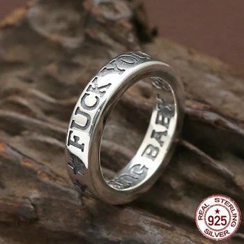 

100% S925 sterling silver men's ring personality fashion classic jewelry punk style carved star child shape to send a gift hot