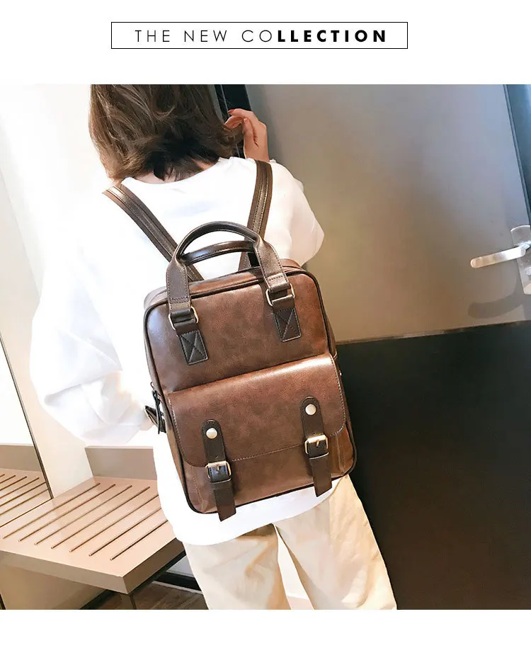 Mochila Feminina, школьные сумки с защитой от кражи, водонепроницаемые, для путешествий, в винтажном стиле, для ноутбука, коричневый кожаный большой рюкзак для женщин, дизайнерский