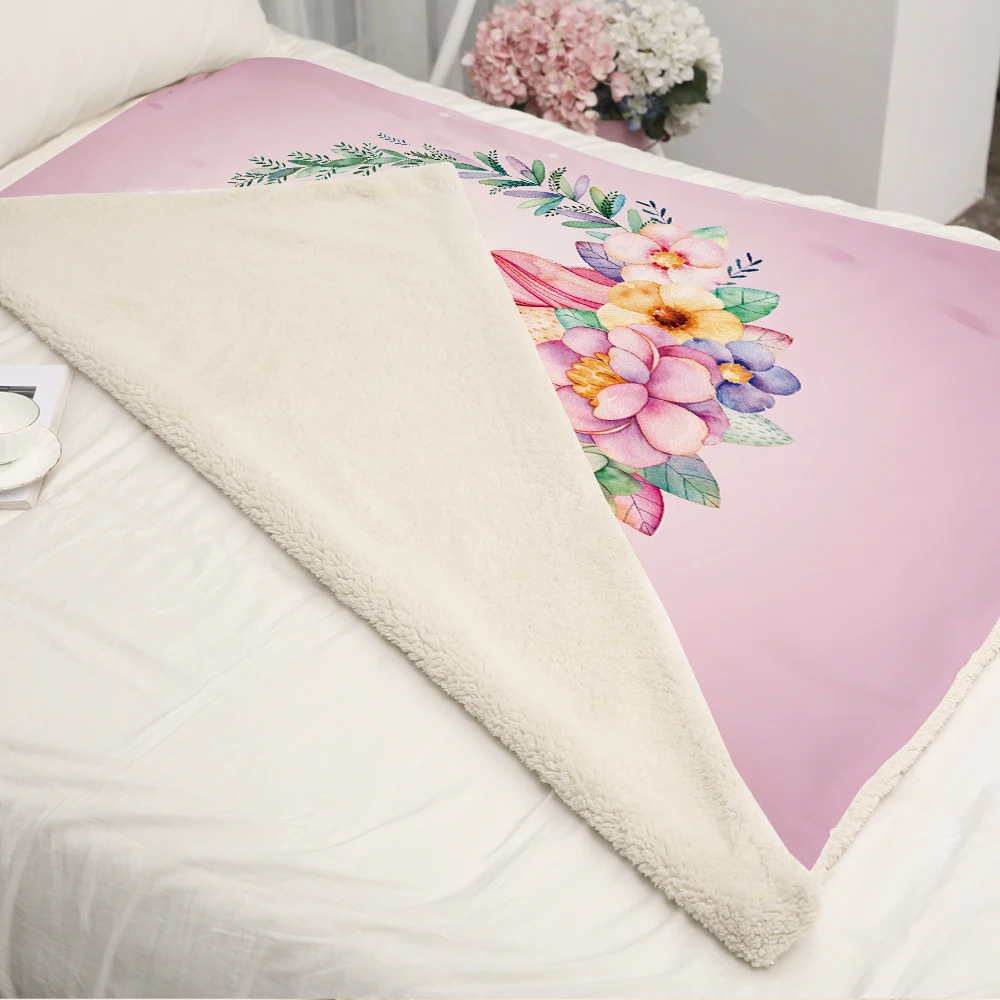 Одеяло с единорогом, милое плотное Двухслойное одеяло с единорогом, Флисовое одеяло для детей с мультяшным единорогом и цветами