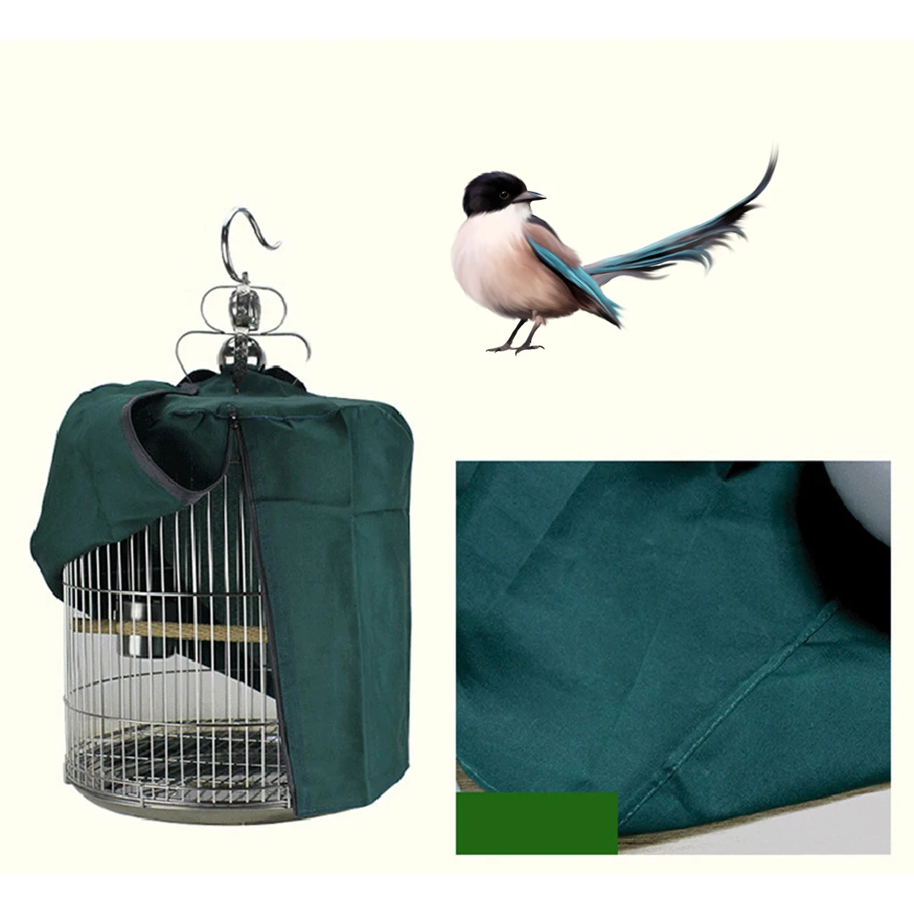 Circular Pet Bird Cage Cover ,Parrot Light-proof Sleep Shade ,Reduces Distractions, Muti-Functional Bird Cage Accessories,Green