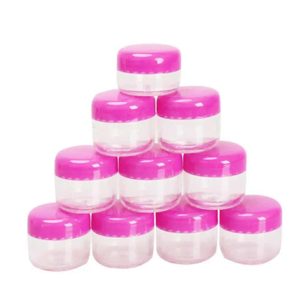 

10pcs Transparent Small Round Cream Bottle 5g Jars Pot Container Empty Cosmetic Plastic Sample Container for Nail Art Storage