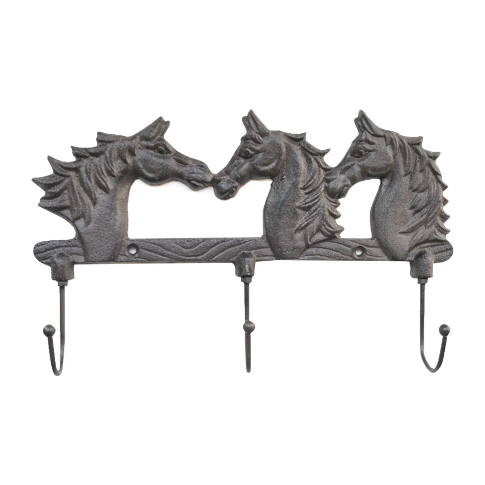 

Living Room Space Saving Cast Iron Towel Rack Bedroom Rustic Hanging Keys Decorative Wall Hook Horse Head Home Scarf Coat Hat