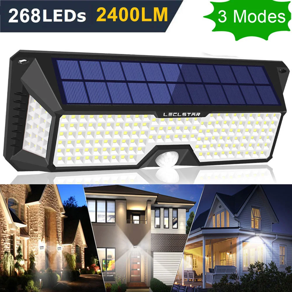 268 LED Solar Light Outdoor Solar Lamp With Human Body Motion Sensor Solar sunlight Powered Waterproof Spotlights Garden Decor solar security light with motion sensor