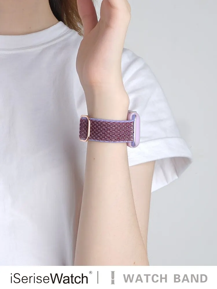 Nylon Strap for Apple Watch Band Ultra2-1 49mm 41mm 45 mm 38/42 Bohemian Elastic Bracelet iWatch Series 9 8 7 6 5 4 3 Se 40/44mm