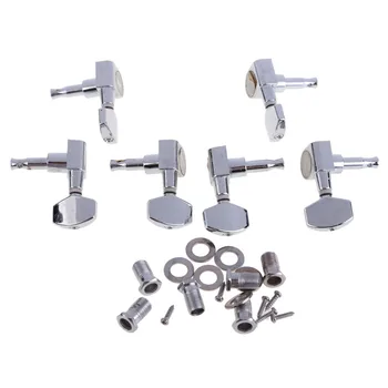 

A Set 6 Chrome Guitar Locked String Tuning Pegs key Tuners Machine Heads Acoustic Electric Guitar Lock Style