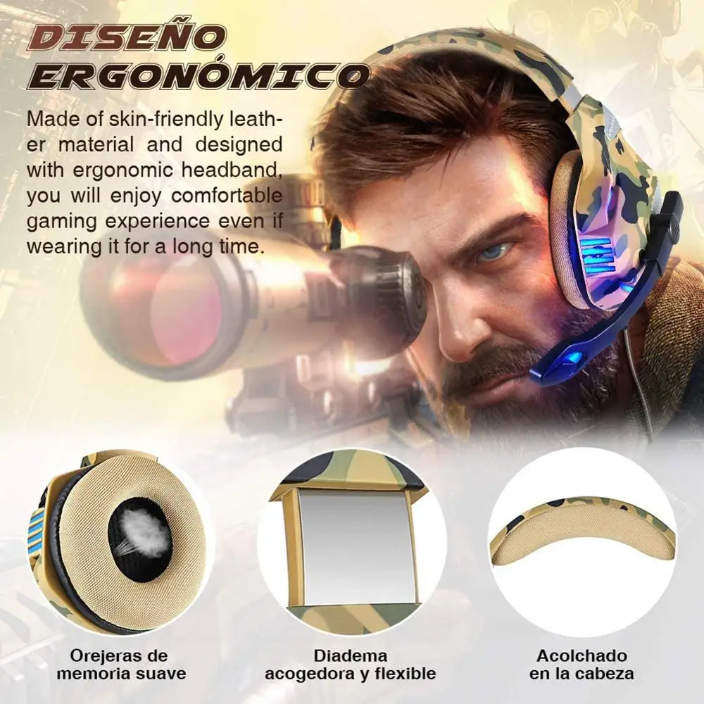 3 Color LED Light Over ear Headphones Gaming Calling Wired Earphones with Microphone Professional Gamer Headset for Computer PS4