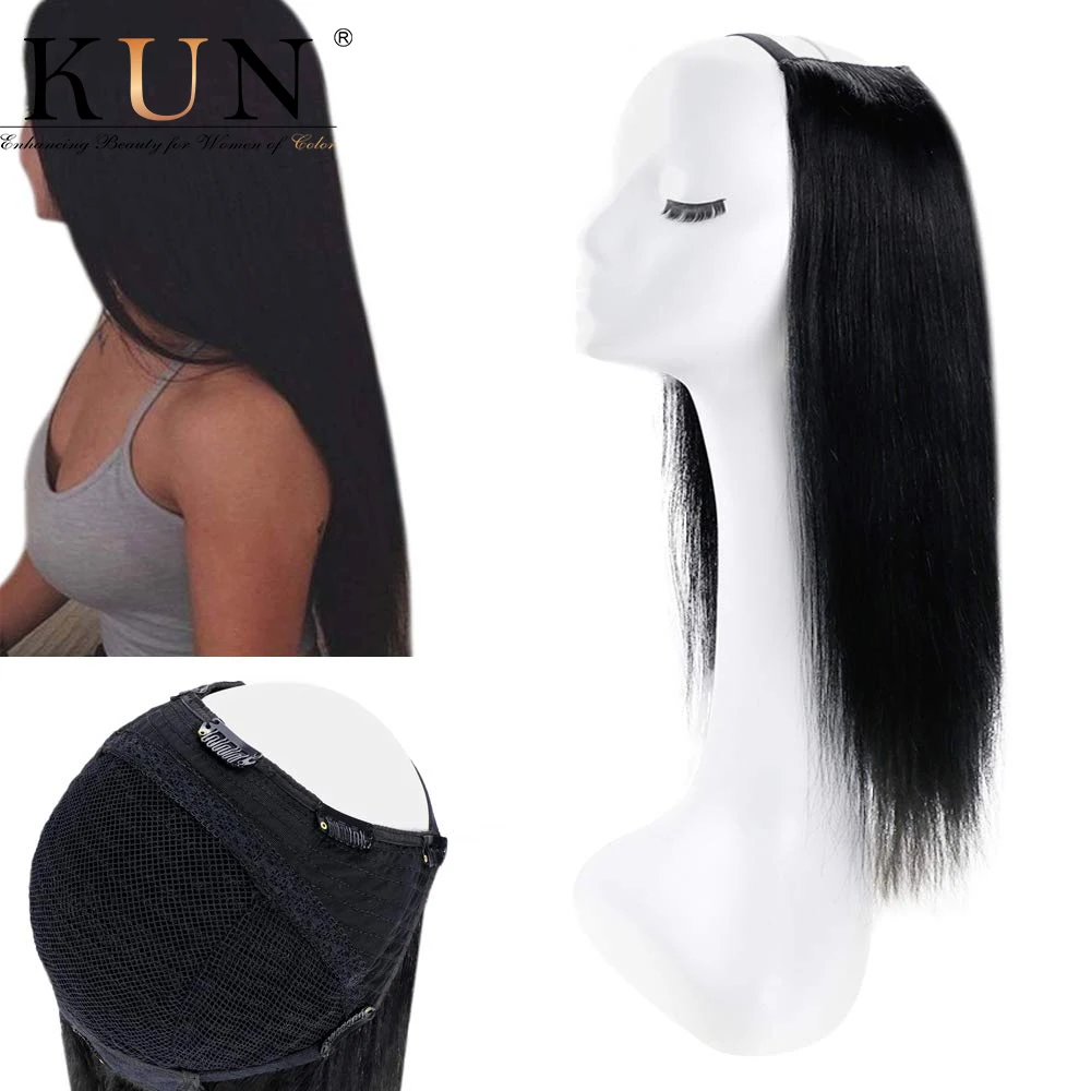 Grampo na Extensão do Cabelo em Linha Peruca com Faixa Peruca para Mulher Brasileiro Parte Peruca Reta 180% Metade Elástica Forma Completa Máquina Feita u 1 Apliques e perucas
