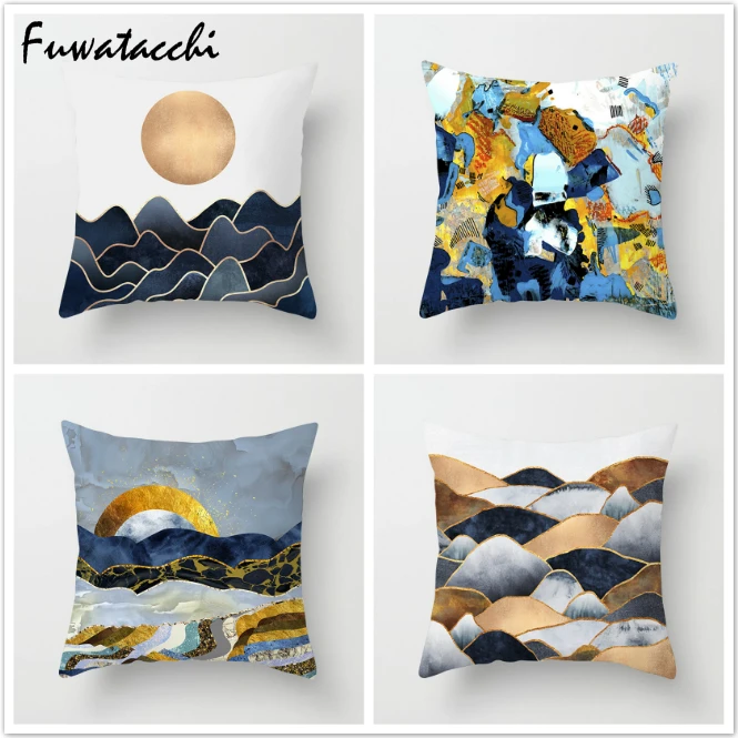 

TTLIFE Painting Cushion Cover Sunrise Throw Pillows River Pillow Cover Square Linen Pillows Decor for Home Car Sofa 45*45