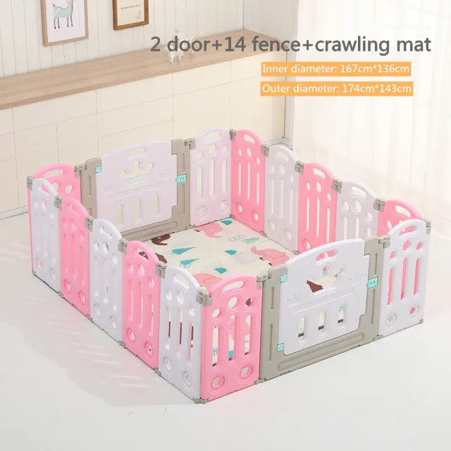16pcs pink Домашняя игровая площадка, детская игровая площадка, складной детский коврик для ползания, Защитное ограждение для малышей - Цвет: 16pcs pink