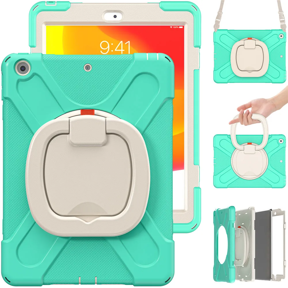 Enhanced Shockproof Tablet Case with 360° Rotating Handle and Stand