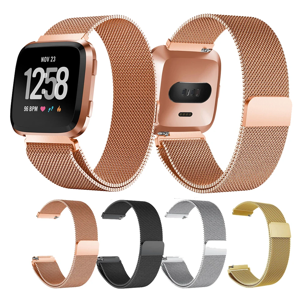 Магнитная Миланская петля, ремешок для Fitbit Versa, браслет из нержавеющей стали, ремешок для Fit bit Versa Lite, умные часы, браслет, ремни