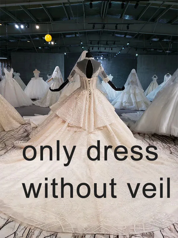 HTL1034 свадебное платье с коротким рукавом, атласное, с высоким воротом, с аппликацией, кружевное платье для женщин, cerimonia, с вуалью, vestido de noiva barato - Цвет: without veil