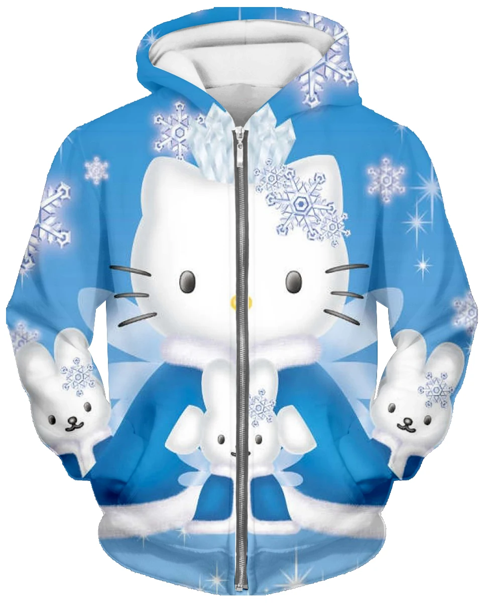 

2019 New Hello Kitty 3D Print Set Hello Kitty Hoodie / Long Sleeve / Short Sleeve / Pants / Men's and Women's Casual Sweatshirt