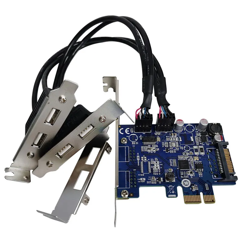 Scheda di Espansione da PCIE a USB3.0, 4 Porte 5 Gbps Superspeed, USB 3.0 SATA, Alimentazione Interfaccia a 15 Pin, PCIE a RJ45 Plug And Play per Slot PCIE X1, X4, X8, X16 per Windows