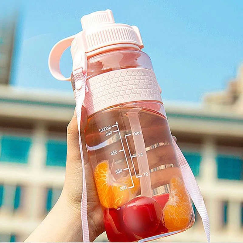 1PC Fitness Sports Water Bottle Plastic Large Capacity Water Bottle with Straw Outdoor Climbing Bicycle Drink Bottle Kettle