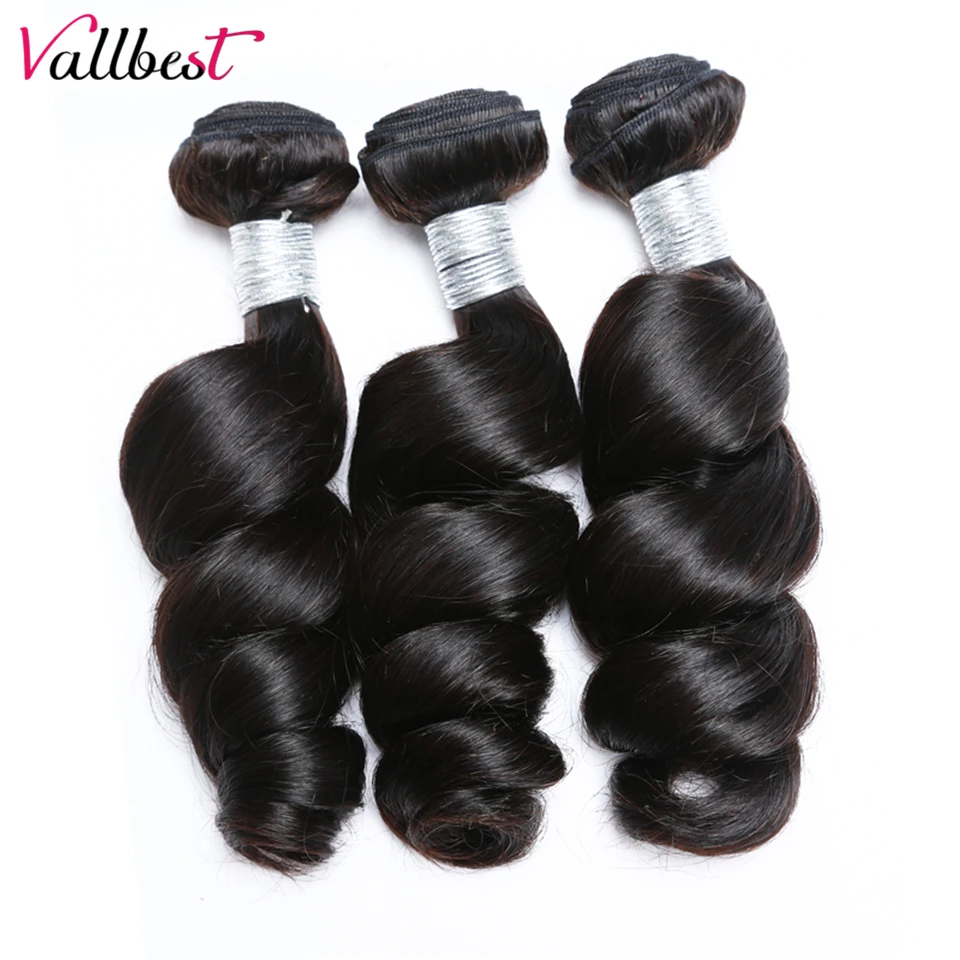 Vallbest-mechones de cabello humano ondulado, brasileño, # 1B, negro Natural, #1, Color negro azabache, Remy, 100 g/unid