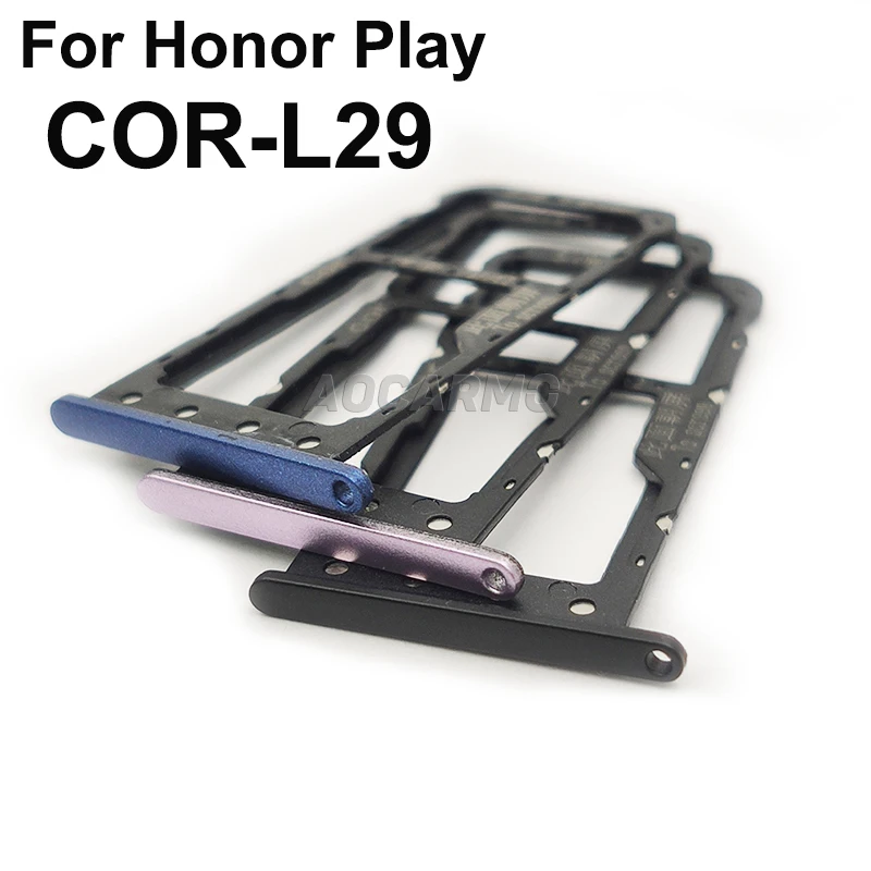 Aocarmo For Huawei Honor Play COR-L29 SD MicroSD Holder Nano Sim Card Tray Slot Replacement Part