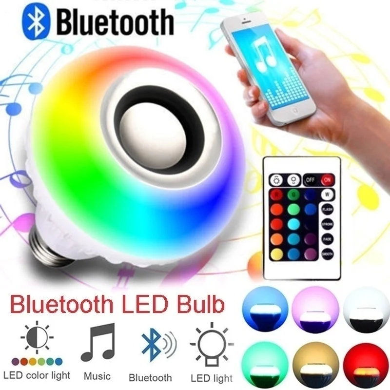 Светодиодный RGB цветной ламповый светильник E27 Bluetooth управление умная Музыка Аудио динамик лампы с Bluetooth