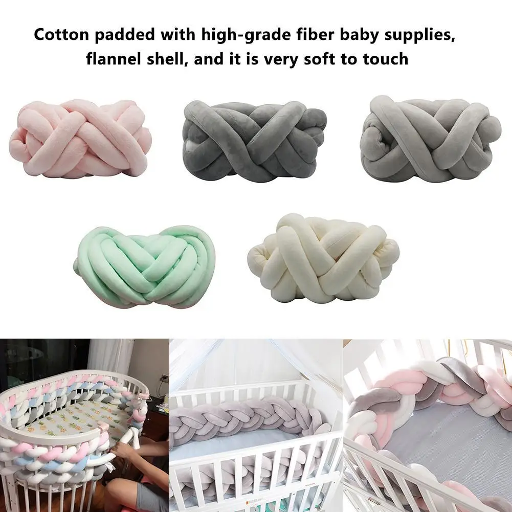 Baby Crib Bumper Bed Braid Knotted Braided Bumper Yarn Handmade Soft Bed Fence Cushion For Baby Sleep Safety