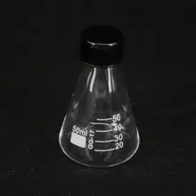 

1pcs Glass 50ml Conical Erlenmeyer Narrow Mouth Screw Cap Flask Lab Glassware