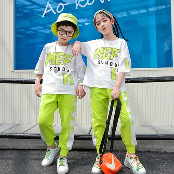 

Selling Children'S Jazz Dance Performance Costume Hip-Hop Girls Hooded Sweater Pants Kids Street Dance Clothing Tide DWY3506