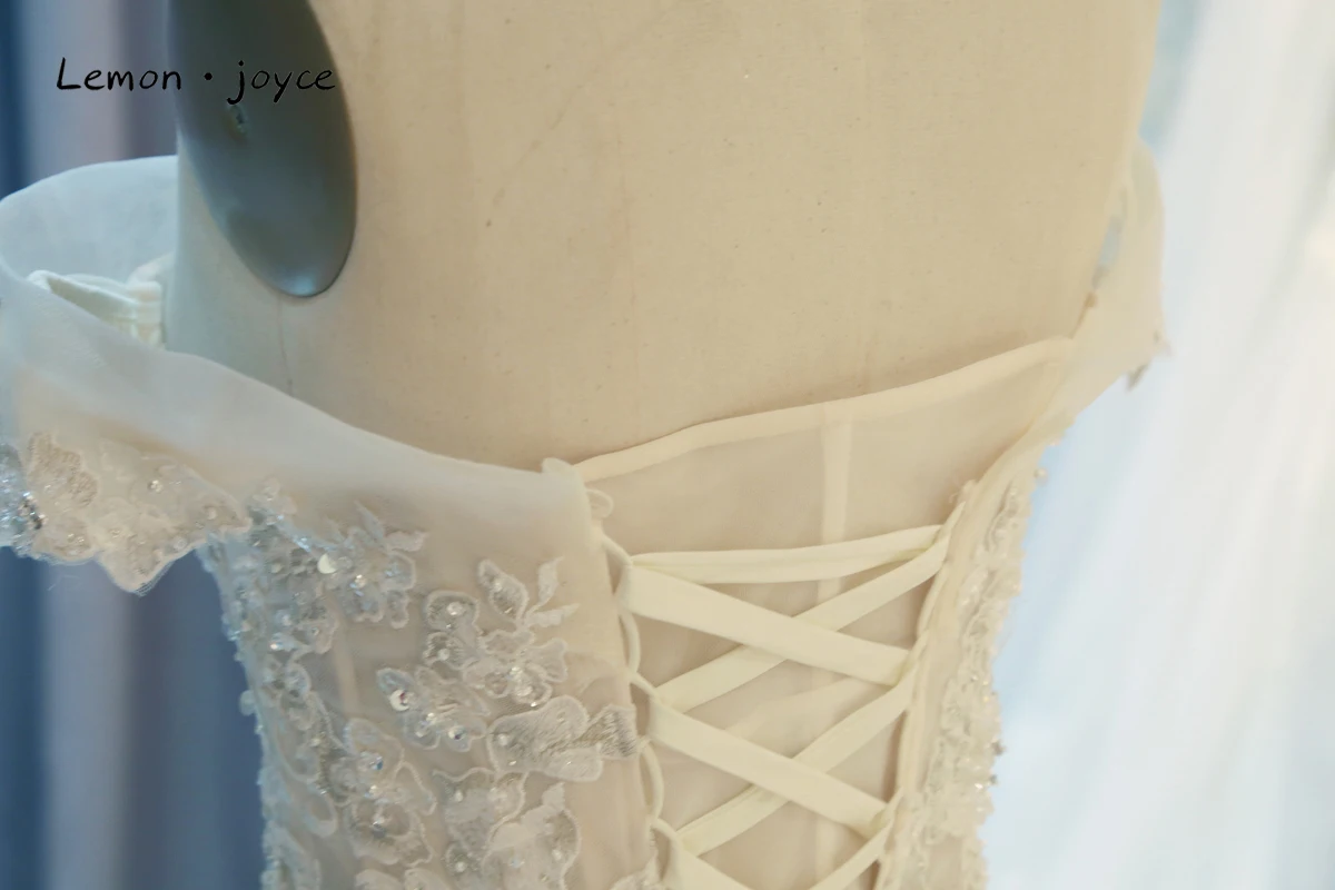 Lemon joyce Свадебные платья с открытыми плечами аппликации Бисероплетение бальное платье свадебное платье с длинным шлейфом vestido de noiva