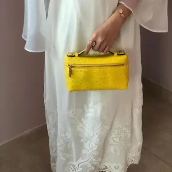 

Female Party Clutch Bag Trendy Bag New Women's Fashion Brands Luxury Tote Genuine Leather Ostrich Handbag