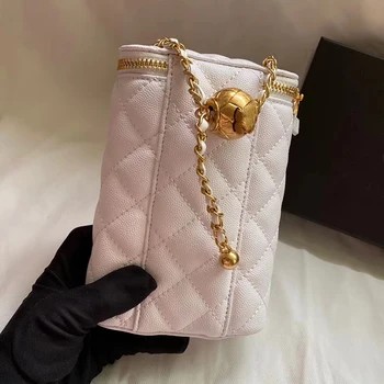 

2020 New Single Shoulder Messenger Bag cigarette case women's bag mobile phone bag double C bag cowhide Mini chain leather leath