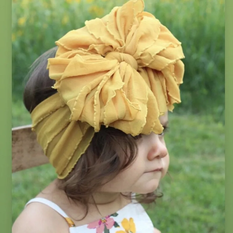 

Chiffon Solid Color Big Bowknot Headband For Children Soft Elastic Infant Wide Side Hair Bands Hair Accessories Wholesale