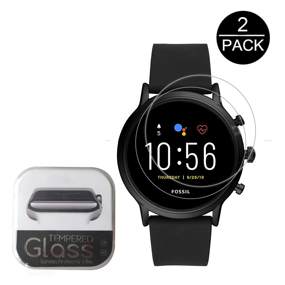 

2Pack For Fossil Men's Gen 5 Carlyle Smartwatch Tempered Glass Screen Protector 2.5D 9 Hardness HD Anti-Scratch Bubble-Free
