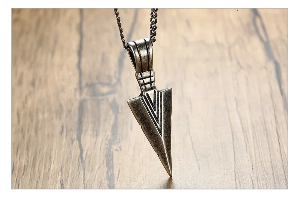 Vnox Mens Cool Vintage Arrow Pendant Necklace Multi-Color Stainless Steel Male Rock Punk Gifts Jewelry