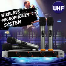 Профессиональный UHF беспроводной микрофон 4-канальный 4 беспроводной ручной микрофон Kraoke вечерние принадлежности кардиоидный микрофон