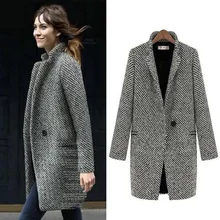 Мода стиль Женская верхняя одежда серые женские пальто с длинным рукавом теплые зимние пальто с одной пуговицей зимняя куртка для женщин