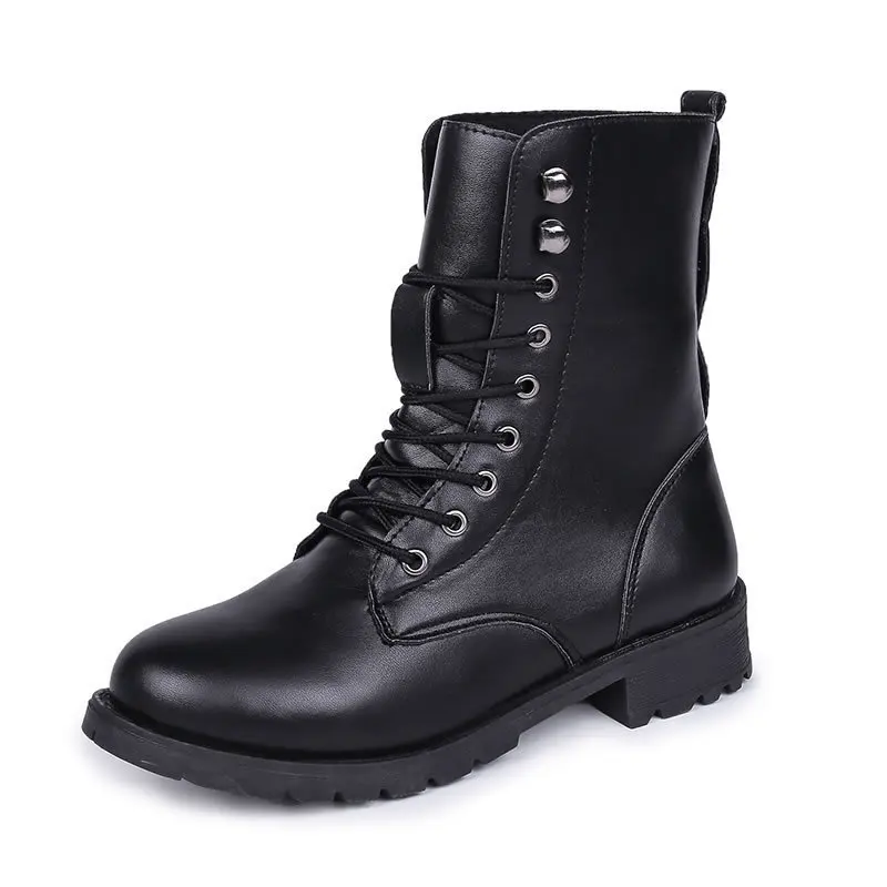 warm ladies snow boots high boots leather martin boots winter flats boots