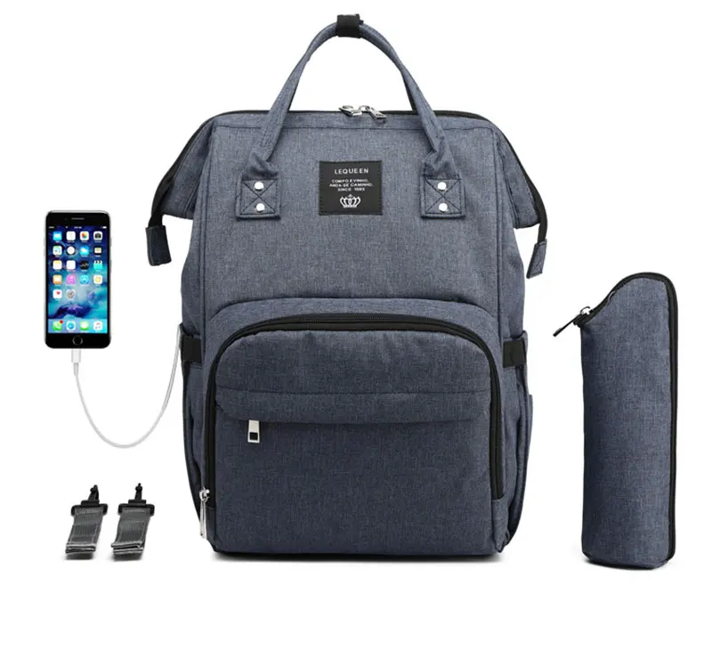 Обновленная USB сумка для подгузников с Крючки для прогулочных колясок детские сумки для мам водонепроницаемая сумка для беременных с молочной бутылкой сумка для подгузников рюкзак