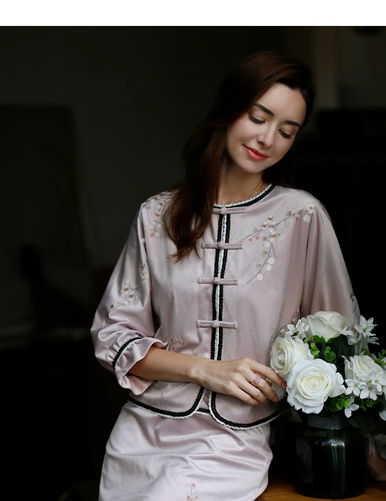 ROJAY Cheongsam Топ, китайский стиль, модное пальто, открывание спереди, кружевной Тан костюм для женщин, молодых, Осенний
