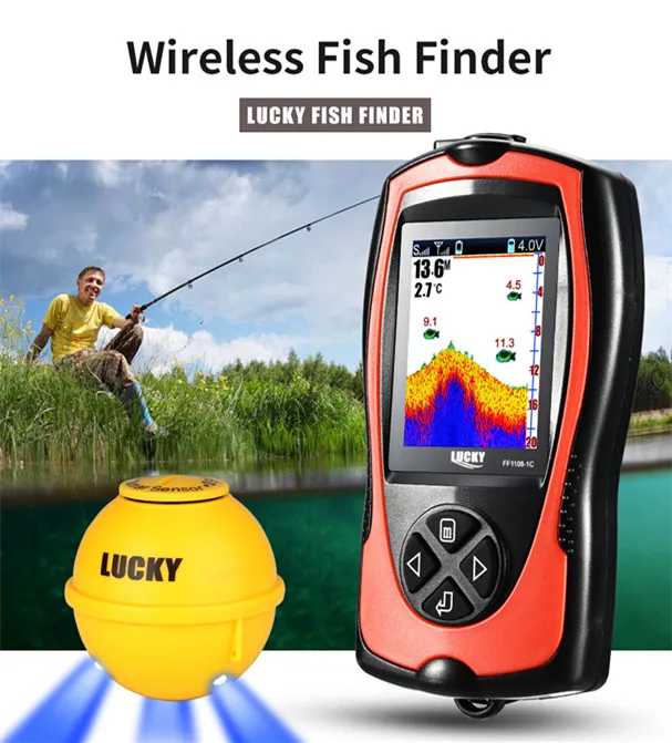US $53.18 FF11081CWLA Sonar Fish Finder Echo Sounder Light Lure Sensor Deeper Fishfinder Sea Fishing Radar Equipment for Ice Fishing