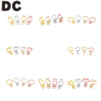 

10PCS Rabbit Star Cat Moon Heart Star Keychain Alloy Frame Hook Lobster Clasps Charm Handmade Pendant Setting For Jewelry Making