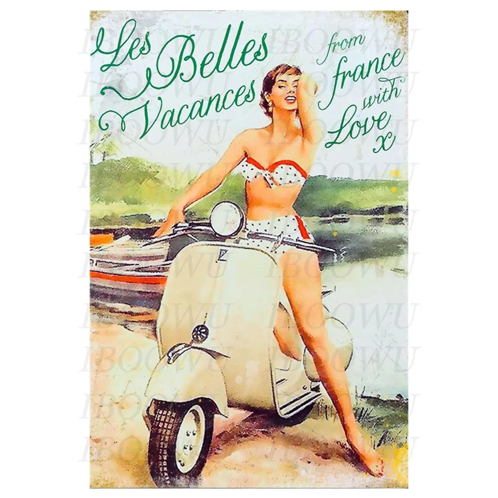 RE2430 Lambretta плакат Винтаж мотоцикл металлическая банка доска значки в стиле ретро пластины домашний декор для стен 20x30 см - Цвет: RE2430