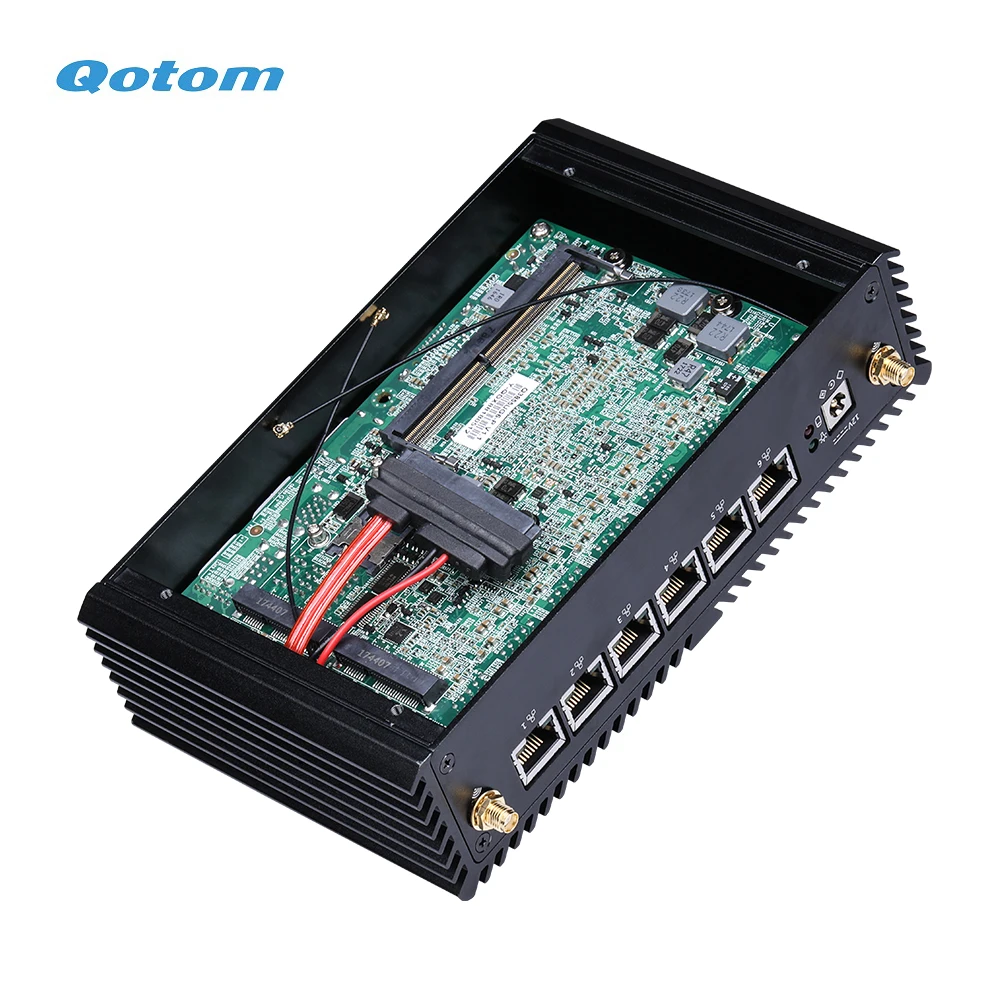 QOTOM 6 Gigabit Lan мини-ПК с трехъядерным, i5-7200U I3-7100U двухъядерный процессор 2,4 ГГц Kaby Lake безвентиляторный мини маршрутизатор брандмауэра