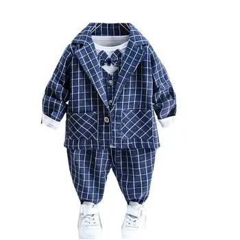 

Spring Autumn Cotton Baby Boy Clothes Children Plaid Shirts Jacket Pants 3Pcs/sets Outfit Kids Fashion Toddler Casual Tracksuits