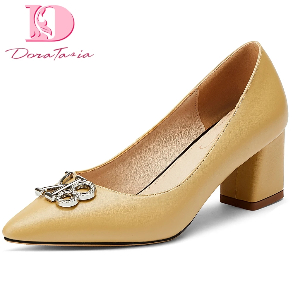 

Doratasia Plus Size 48 Wholesale New Women Shoes Woman Chunky Heels Pointed Toe Elegant Slip On Office Lady Spring Pumps Female