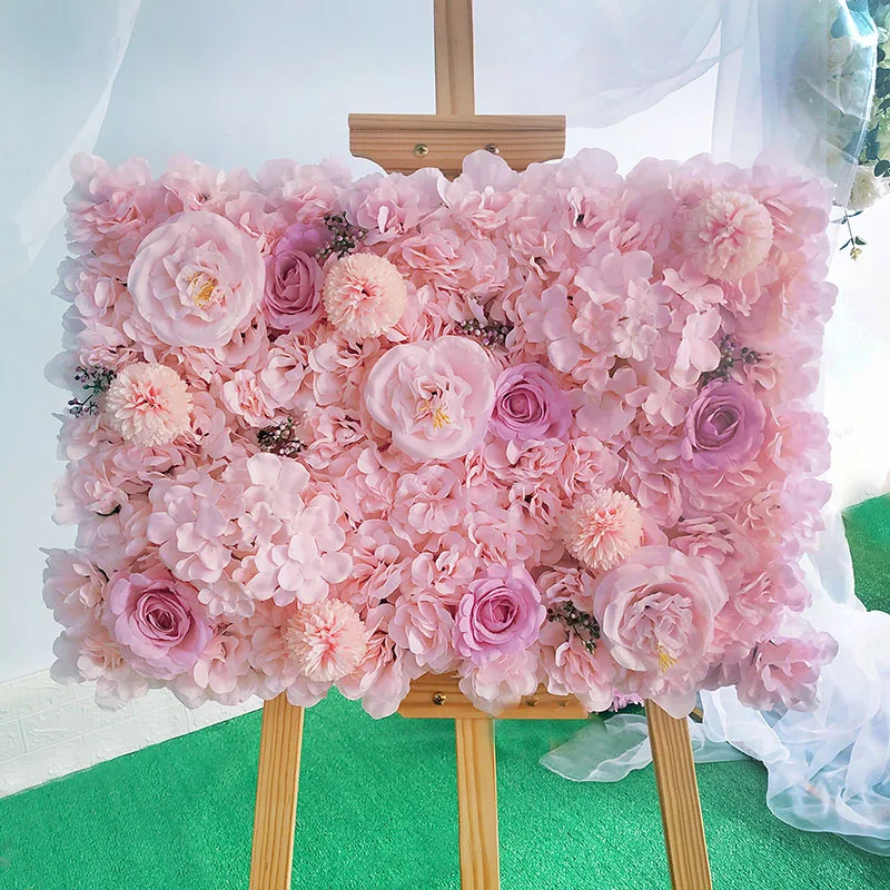 4x künstliche Rosen Hydrangea Pfingstrosen Blumen Wand Panel Hochzeits Foto 