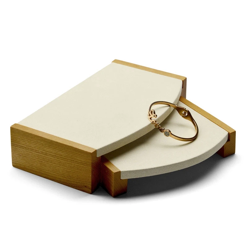  Fan Xi 2Pieces /Set Wooden Bracelet Pendant Ring Display Stand with Microfiber Multifunctional Jewe