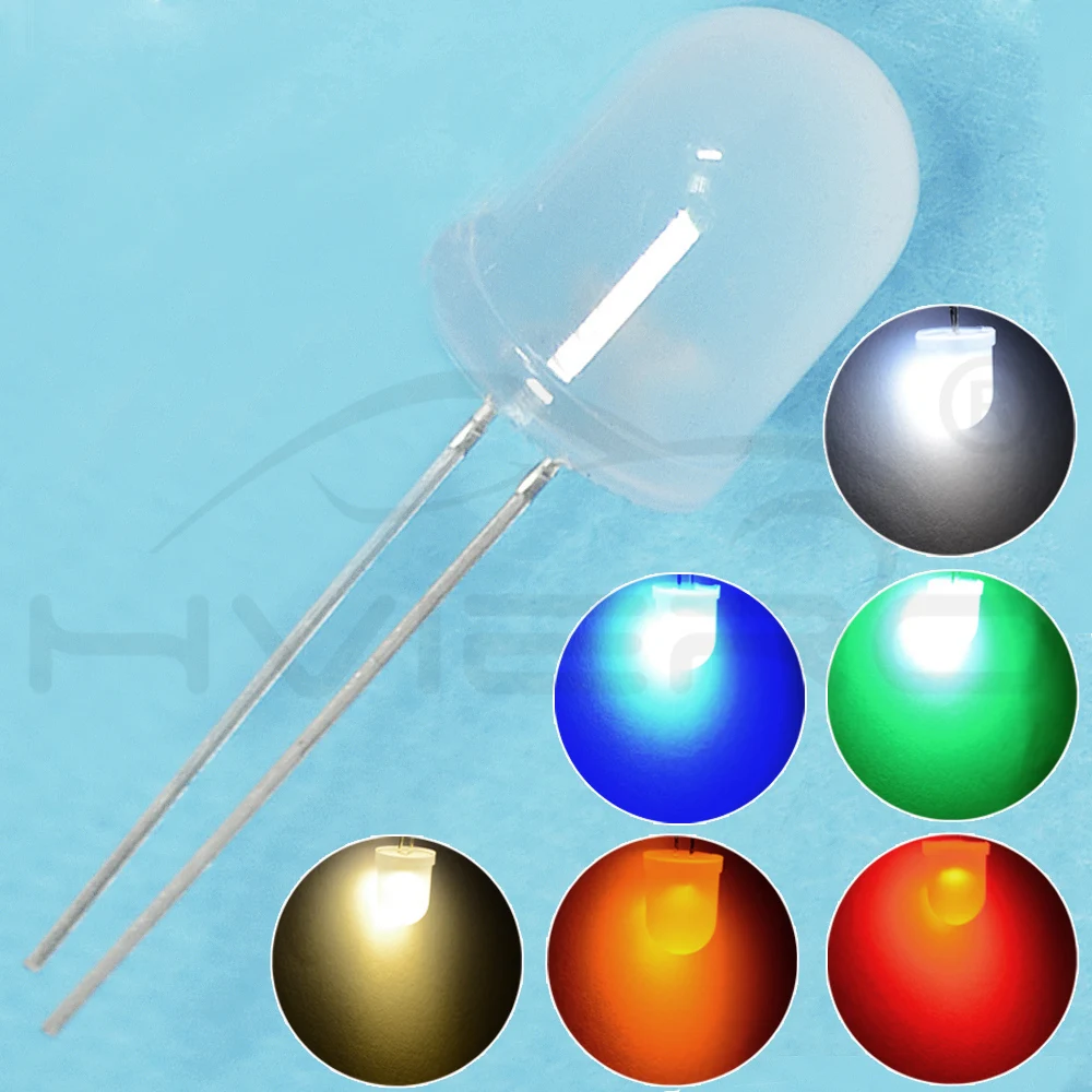 Hviero White Red Green Blue Yellow 10mm Diode Lamp Ultra Bright Diffused 5-6V 8000MCD 1.9~3.4V Emitting diodes LED Bulb Light