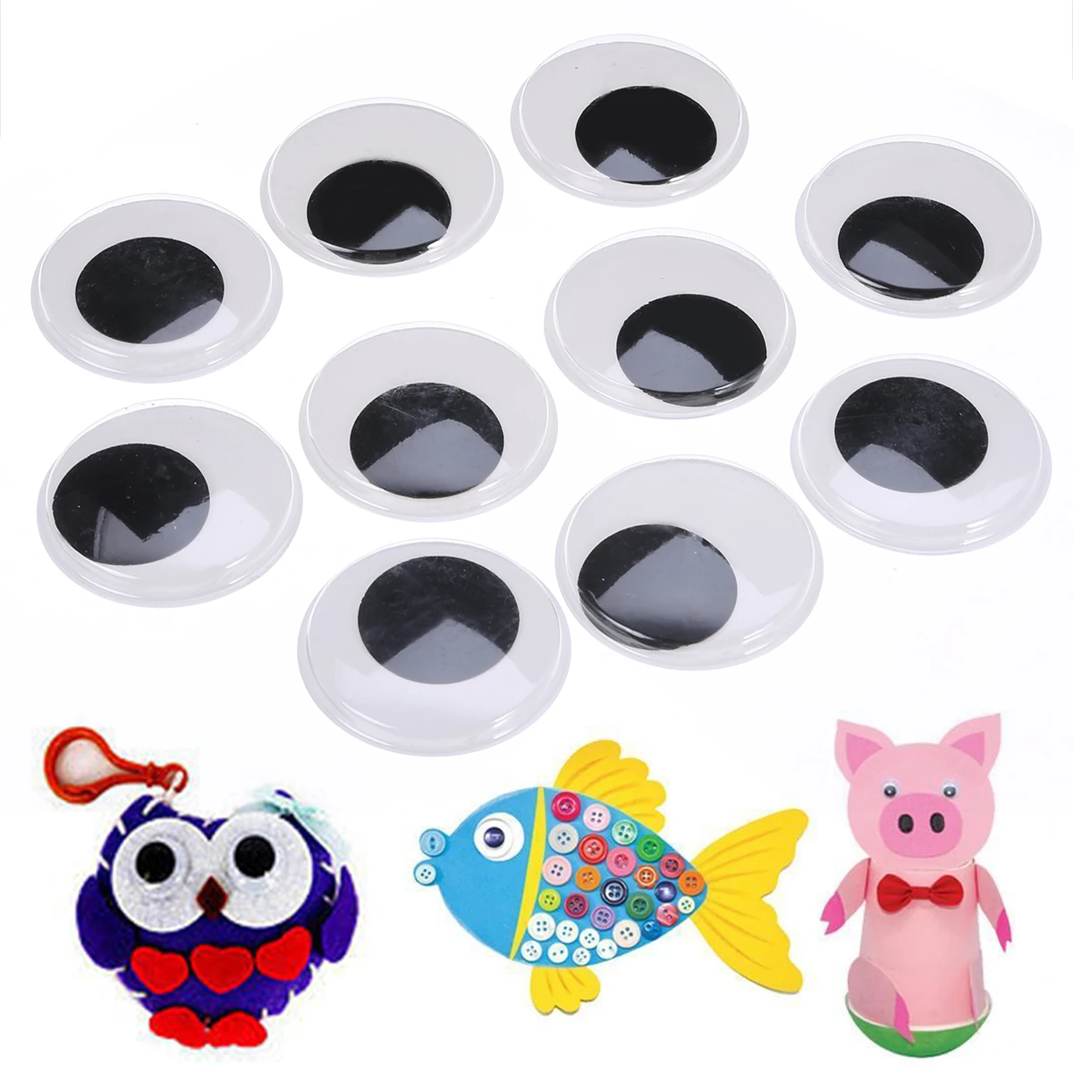 10pcs New 50mm Big Black Wiggle Giant Googly Eyes For DIY Scrapbooking Crafts