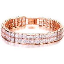 Ювелирные изделия в стиле хип-хоп, Двухрядное квадратное теннисное ожерелье и браслет для мужчин и женщин с кубическим цирконием, блестящая теннисная цепочка