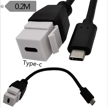

USB 3.1 type-c male to type-c Female Panel Mount Insert Adapter for Wall Socket Face Plate 200cm cable
