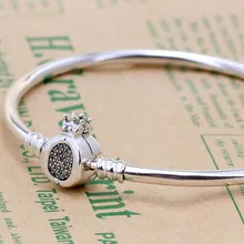 Браслет с кристаллами Moments Crown с О-образным ремешком, цепочка-змейка, браслет, подходящий 925 пробы, серебряный браслет, браслет-Шарм из бисера, европейские ювелирные изделия